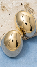 Yeva Gold Polished Dome Oval Stud Earrings - Gold