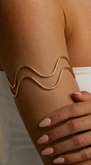 Wave Sculpted Arm Cuff - Gold