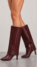 Azriel Overlay Foldover Boots - Wine