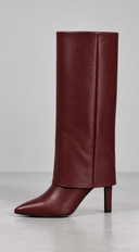 Azriel Overlay Foldover Boots - Wine