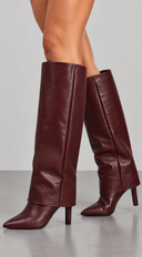 Azriel Overlay Foldover Boots - Wine