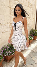 Evelisse Polka Dot Tiered Mini Dress - White
