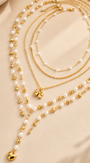 Amore Pearl Heart Lariat Necklace - Gold