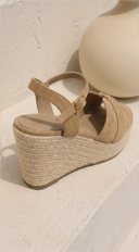 Mallorca Espadrille Platform Wedges   - Beige