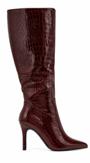 Renny Stiletto Knee High Croc Boots - Burgundy
