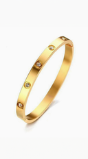 Inez Crystal Accent Bangle Bracelet  - Gold