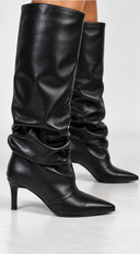 Nerina Pointed-Toe Knee-high Slouch Boots - Black