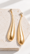Fia Tear Drop Rhinestone Drop Post Earrings - Gold