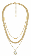 Eva Beaded Chain Choker Necklace in Gold close-up detail shot