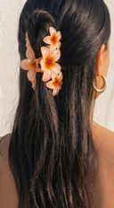 Tropical Plumeria Flower Claw Clip - Orange