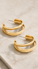 Drift Triple Layered Hoop Earrings - Gold