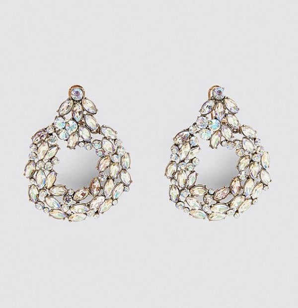 Round Gold Crystal Drop Earrings