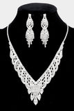 Marquise Silver Rhinestone Necklace & Earrings Set