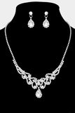 Desire Silver Teardrop Stone Rhinestone Necklace & Earrings Set