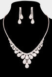 Sparkle Away Rose Gold Rhinestone Trim Teardrop Stone Accented Necklace & Earrings Set