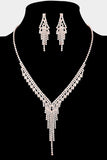 Hold me V Rose Gold Crystal Rhinestone Fringe Necklace