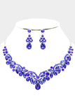 Marquise Blue Teardrop Stone Sprout Evening Necklace