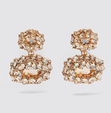 Round Crystal Gold Dangle Earrings