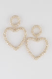 Textured Gold Heart Drop Earrings