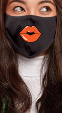 Lips Orange Black Women's Reusable Face Mask