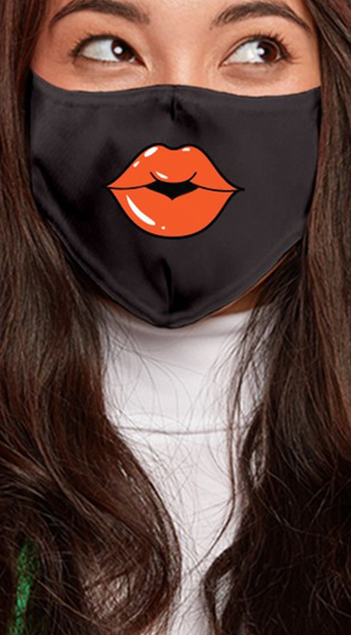 Lips Orange Black Women's Reusable Face Mask