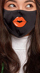 Lips Orange Black Women's Reusable Face Mask