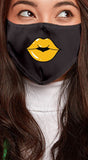 Lips Yellow Black Women's Reusable Face Mask