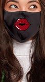 Lips Dark Red Black Women's Reusable Face Mask