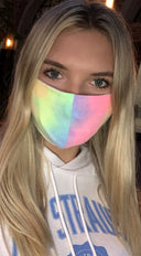 Pink Neon Yellow Multi Color Tie Dye Reusable Mask
