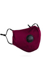 Respiratory Valve Activated Carbon Burgundy Red Face Polyester Mask