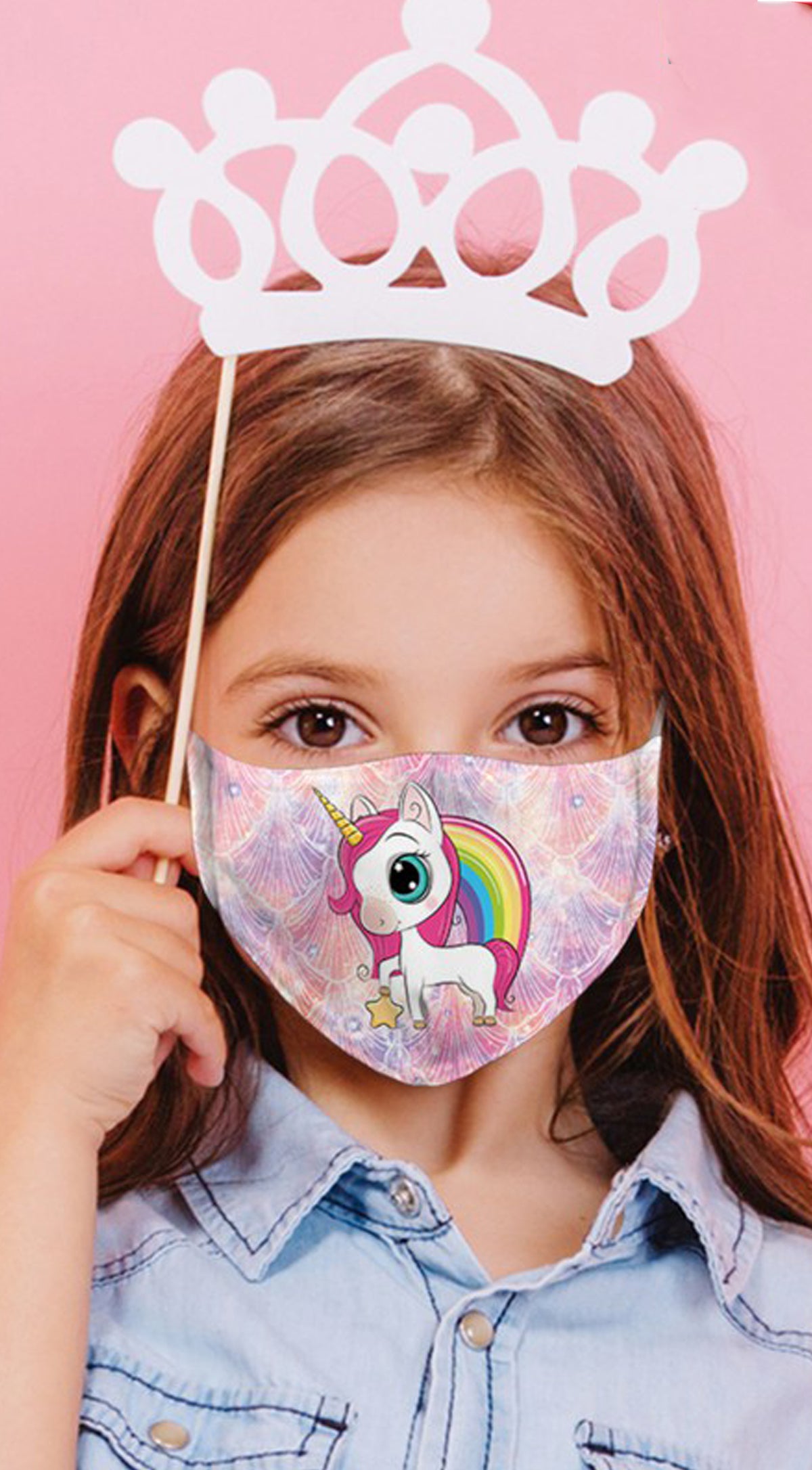 Unicorn Rainbow Days Multi Purple Reusable Kids Face Mask