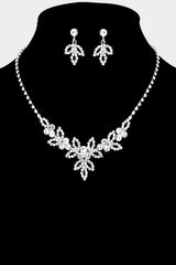 Wrapped Around You Silver Rhinestone Marquise Necklace & Earrings Set