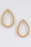 Textured Gold Tear Drop Shape Earrings