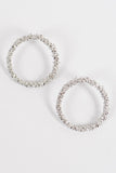 Textured Silver Round Circle Earrings