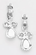 Confidence Silver Teardrop Crystal Rhinestone Vine Drop Collar Necklace & Clip on Earrings Set