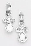 Confidence Silver Teardrop Crystal Rhinestone Vine Drop Collar Necklace & Clip on Earrings Set
