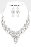 Forbidden Pearl Embellished Glass Crystal Teardrop Necklace & Earrings Set
