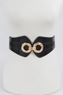 Faux Croc Gold Black Wide Stretch Belt