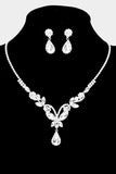 Butterfly Marquise Rhinestone Silver Necklace & Earrings Set