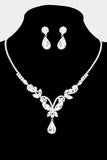Butterfly Marquise Rhinestone Silver Necklace & Earrings Set