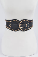 Black Wide Stretch Gold Studded Belt