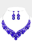 Rare Blue Sapphire Stone Embellished Necklace & Earrings Set