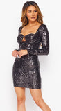 Romana Black Sequin Bustier Dress
