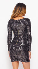 Romana Black Sequin Bustier Dress styled outfit flat lay