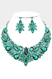 Sophistication Emerald Green Multi Stone Evening Necklace & Earrings Set