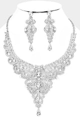 Dazzling Glow Silver Multi Stone Embellished Necklace & Earrings Set