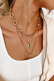 Nobody But You Gold Layered Chain Chunky Circle Chain Clear Gem Charm Nacklace