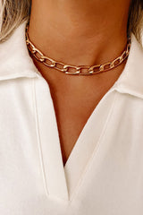 Don't Be Late Gold Chain Textured Necklace