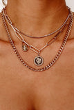 Rise Together Gold Layered Rhinestone Choker Paperclip Padlock Chain Necklace