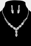Finesse Silver Rhinestone Pave Necklace & Earrings Set